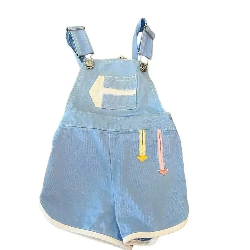 Vintage Jet Set Blue Front Pockets overall Romper Size 3T